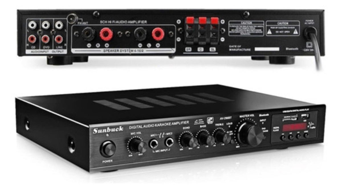 Amplificador De Audio Sunbuck Av-298bt De 5 Canales, 2000w Negro 