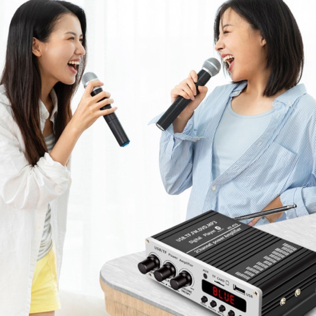 Amplificador Auto Moto Casa 12v Fm Usb Tf Bluetooth Aux Mp3 Blanco 