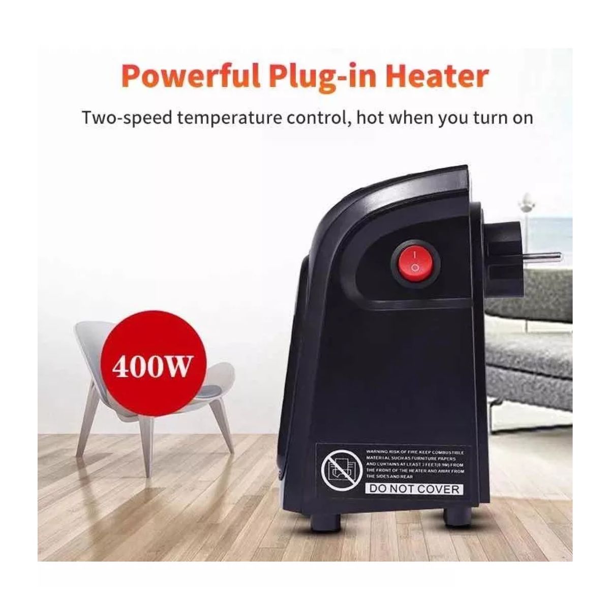 Calentador De Ambiente Pequeño Ajustable Hasta 32 C Negro 