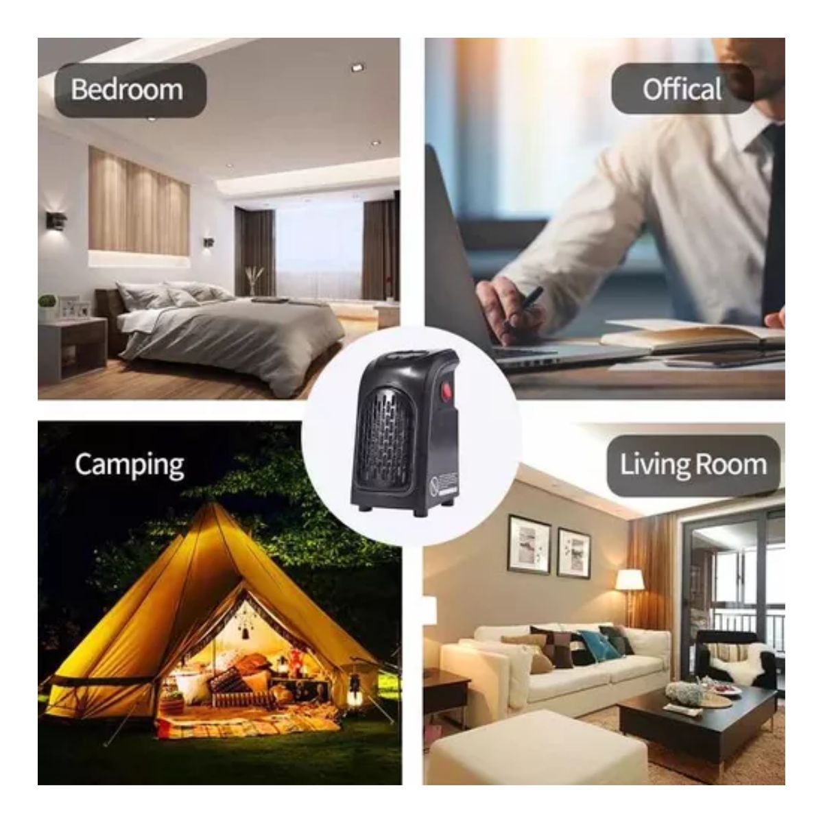 Calentador De Ambiente Pequeño Ajustable Hasta 32 C Negro 