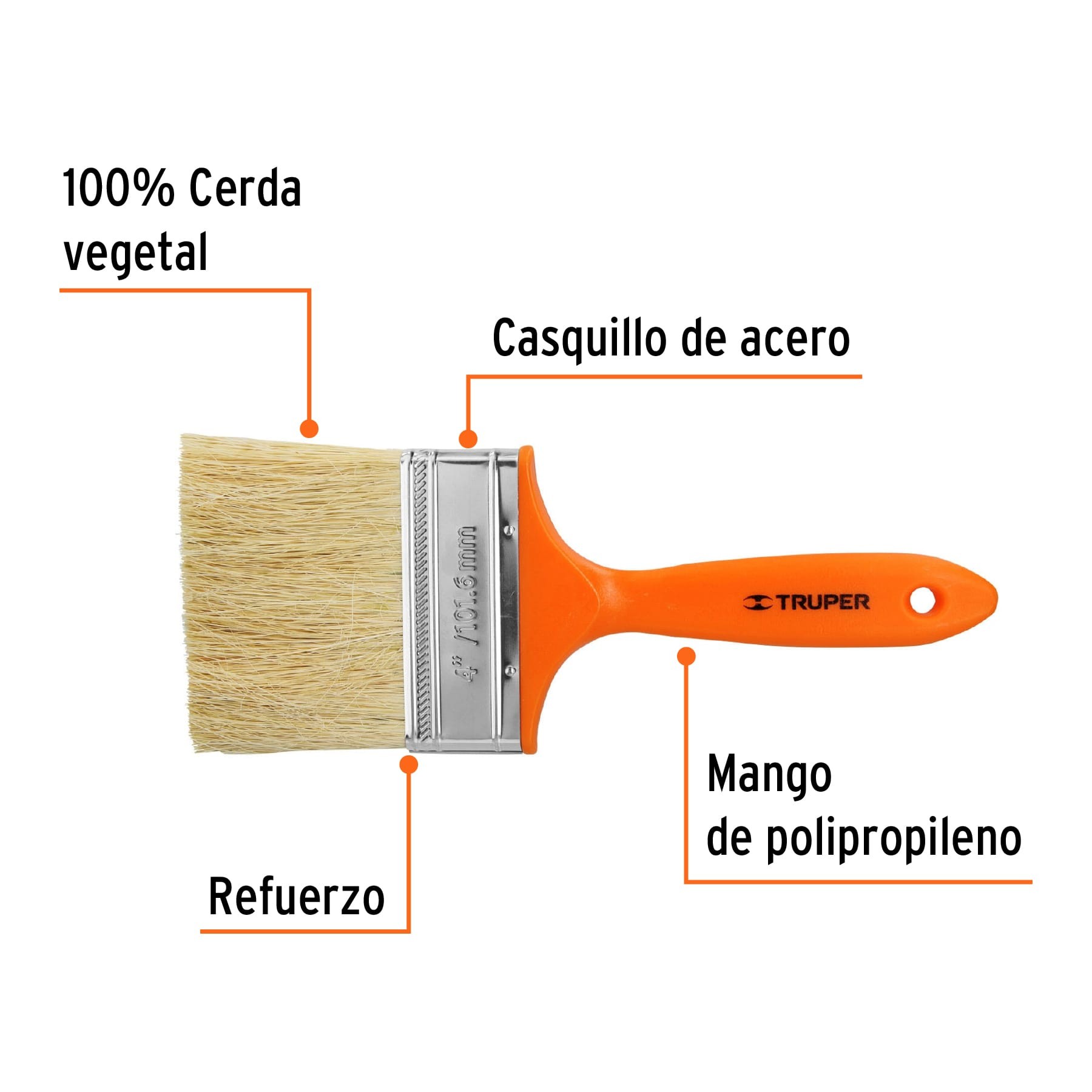 BROCHA PARA ENCALAR E IMPERMEABILIZAR DE 4", MANGO PLÁSTICO TRUPER 14492