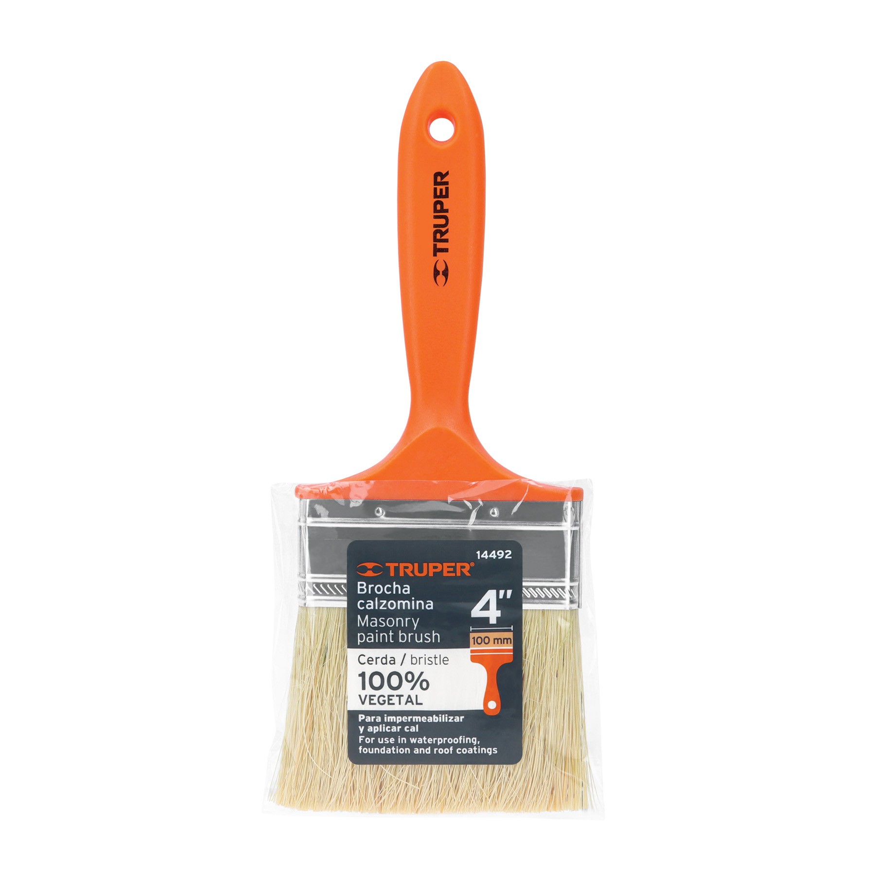 BROCHA PARA ENCALAR E IMPERMEABILIZAR DE 4", MANGO PLÁSTICO TRUPER 14492