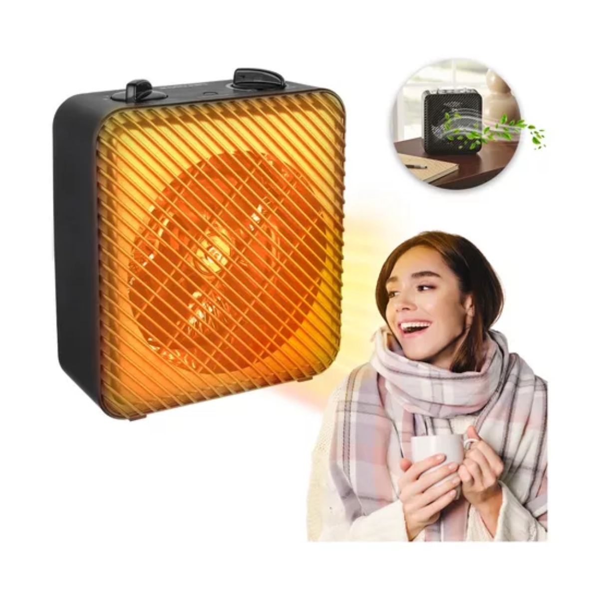 Pelonis Calentador Eléctrico Con Ventilador 1500w 12.5a 120v Cuadrado Negro 