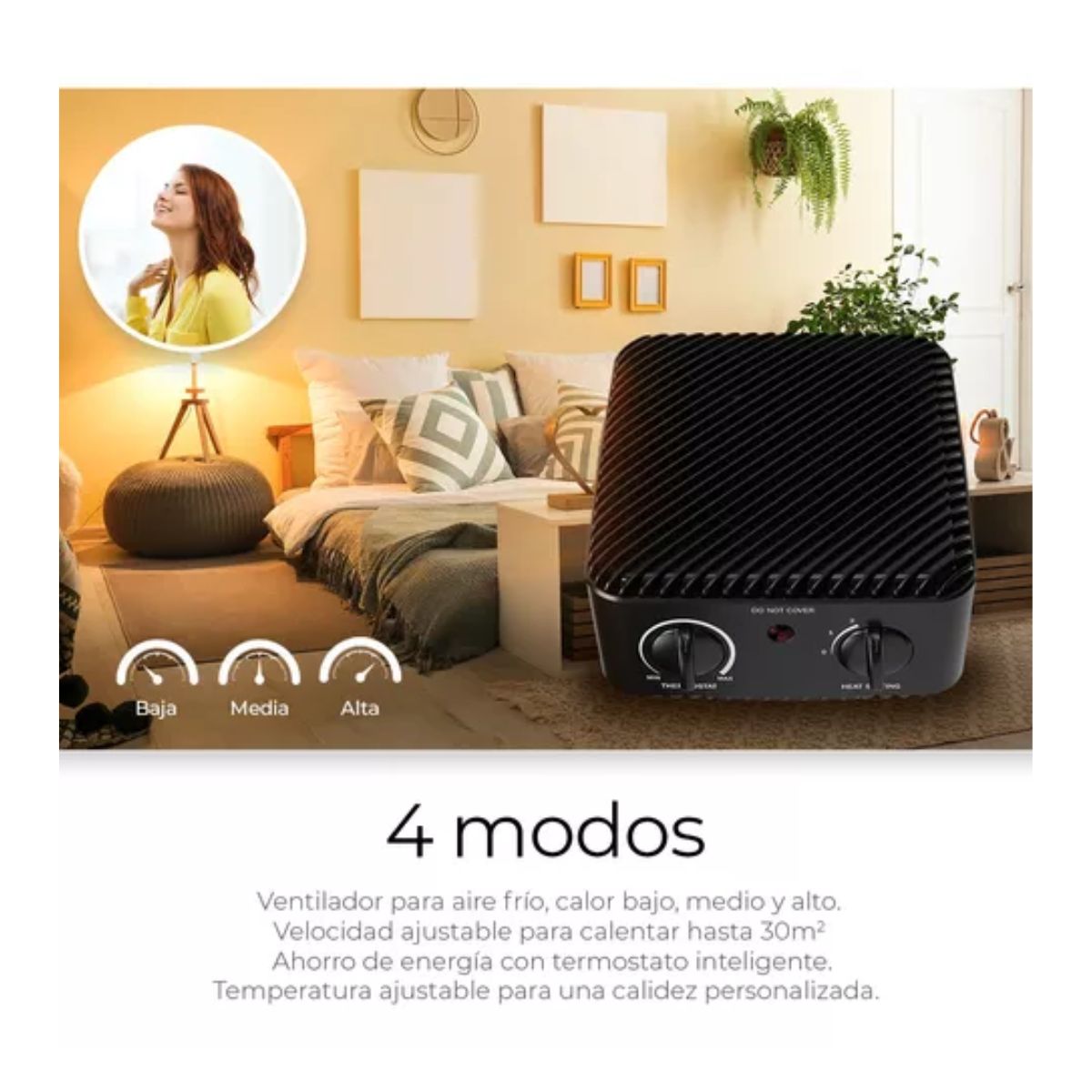 Pelonis Calentador Eléctrico Con Ventilador 1500w 12.5a 120v Cuadrado Negro