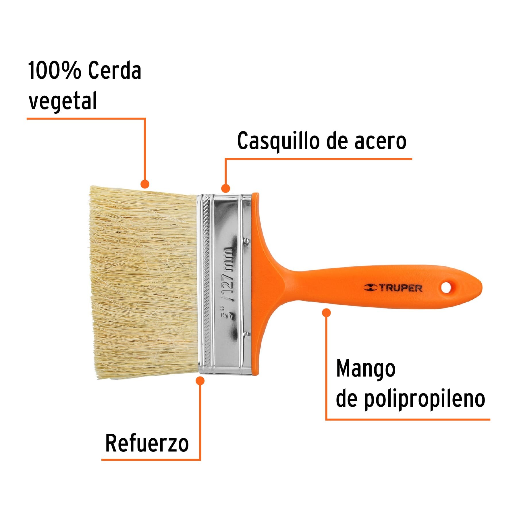BROCHA PARA ENCALAR E IMPERMEABILIZAR DE 5", MANGO PLÁSTICO TRUPER 14493
