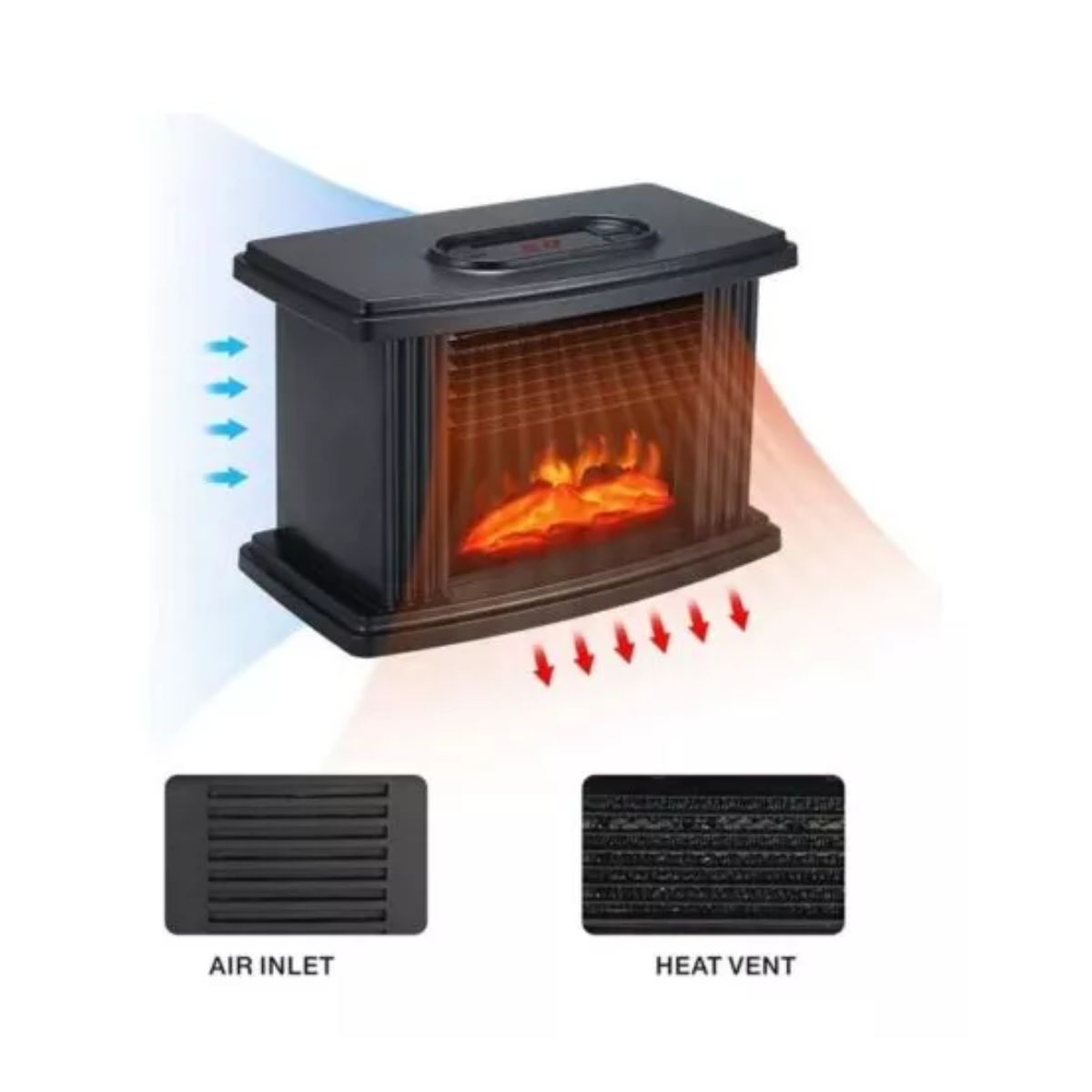 Calentador Electrico Calefactor Ventilacion Chimenea 1000w Negro 