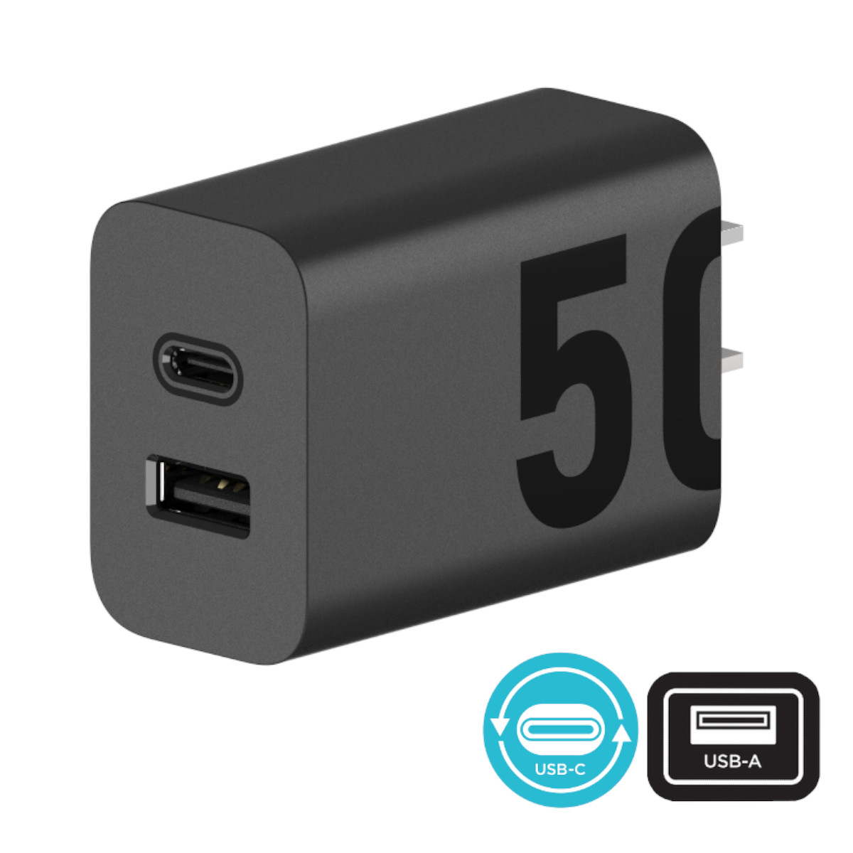 Cargador Motorola 50W salida Duo USB-A y USB-C Rápido PD.