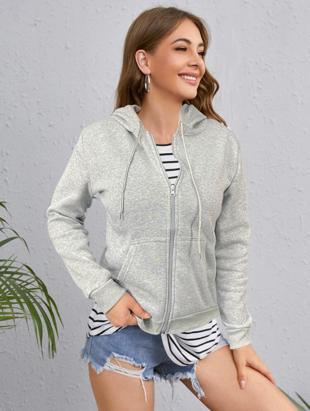 Sudadera Mujer Capucha Y Cierre Con Interior Térmico Abrigo