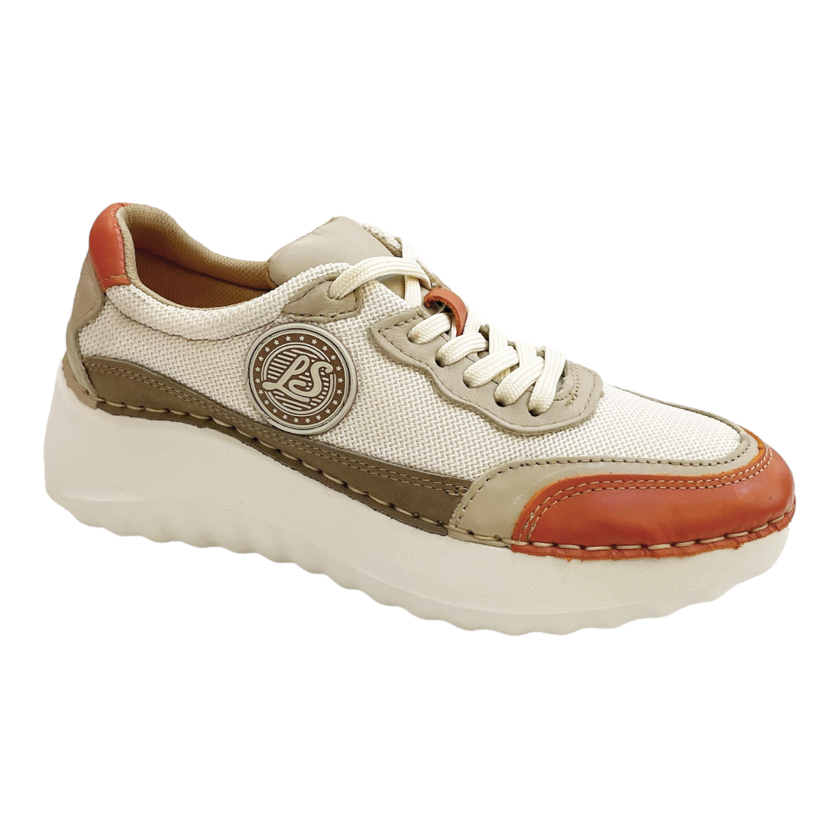 Tenis Mujer Casual Piel Plataforma Lobo Solo 4804 Naranja