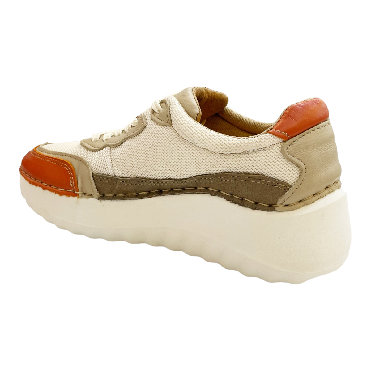 Tenis Mujer Casual Piel Plataforma Lobo Solo 4804 Naranja