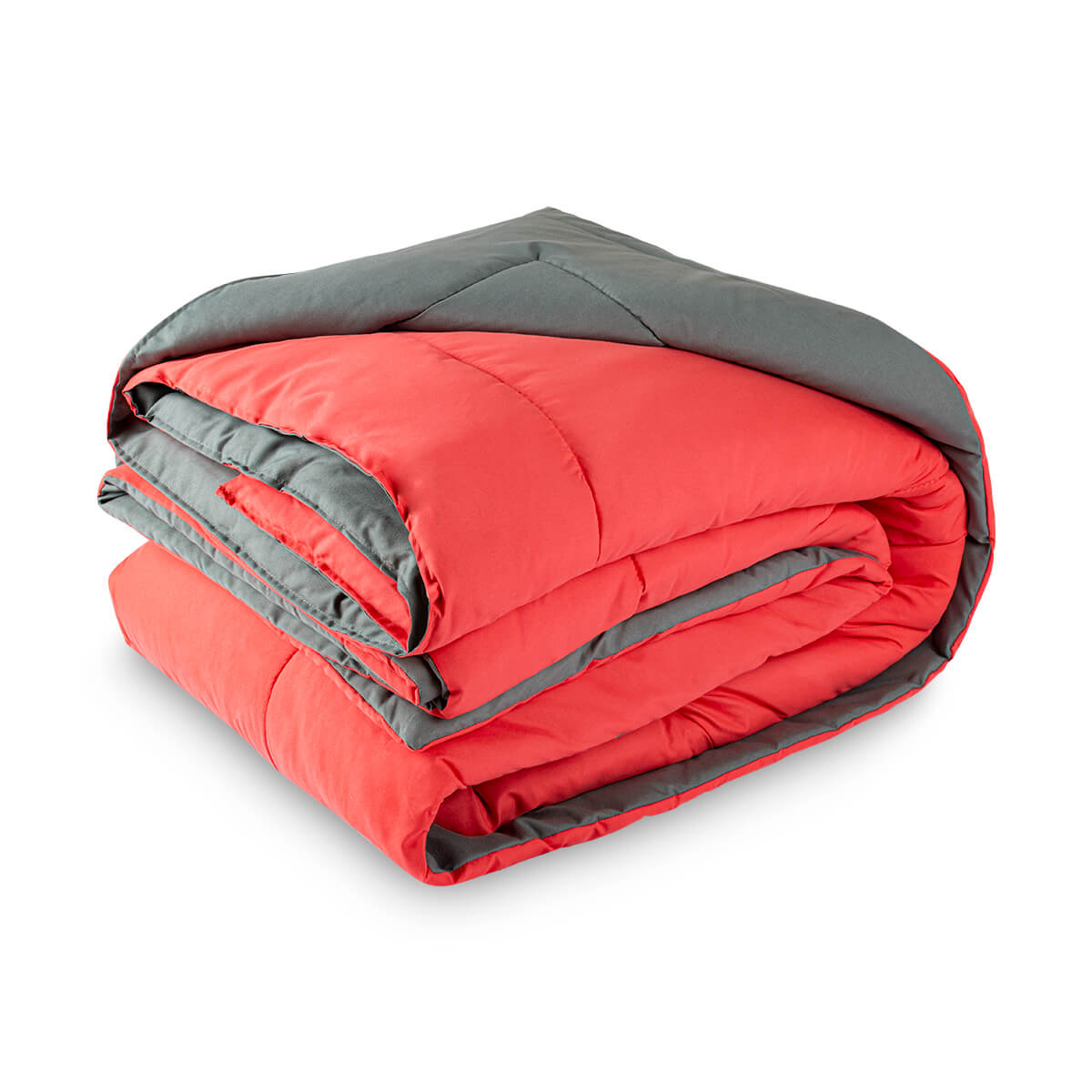 EDREDON 2 VISTAS CORAL / GRIS OBSCURO + SABANAS SALMÓN ATLAS | MATRIMONIAL