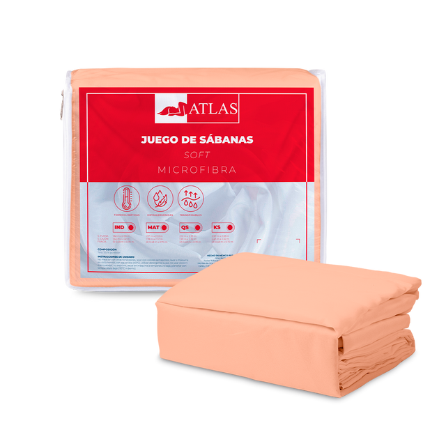 EDREDON 2 VISTAS CORAL / GRIS OBSCURO + SABANAS SALMÓN ATLAS | MATRIMONIAL