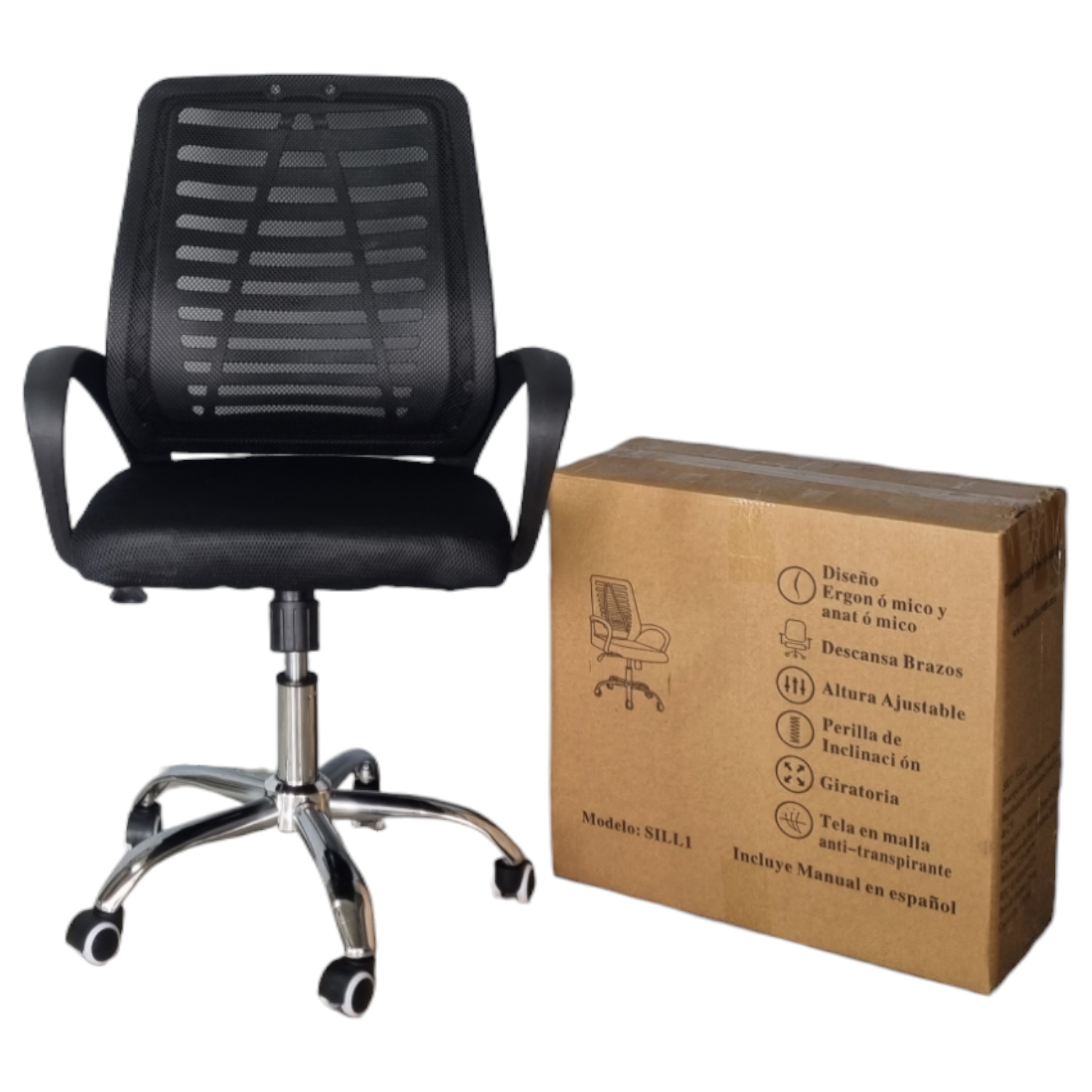 Silla Para Oficina Operativa Con Respaldo Reforzado Negro