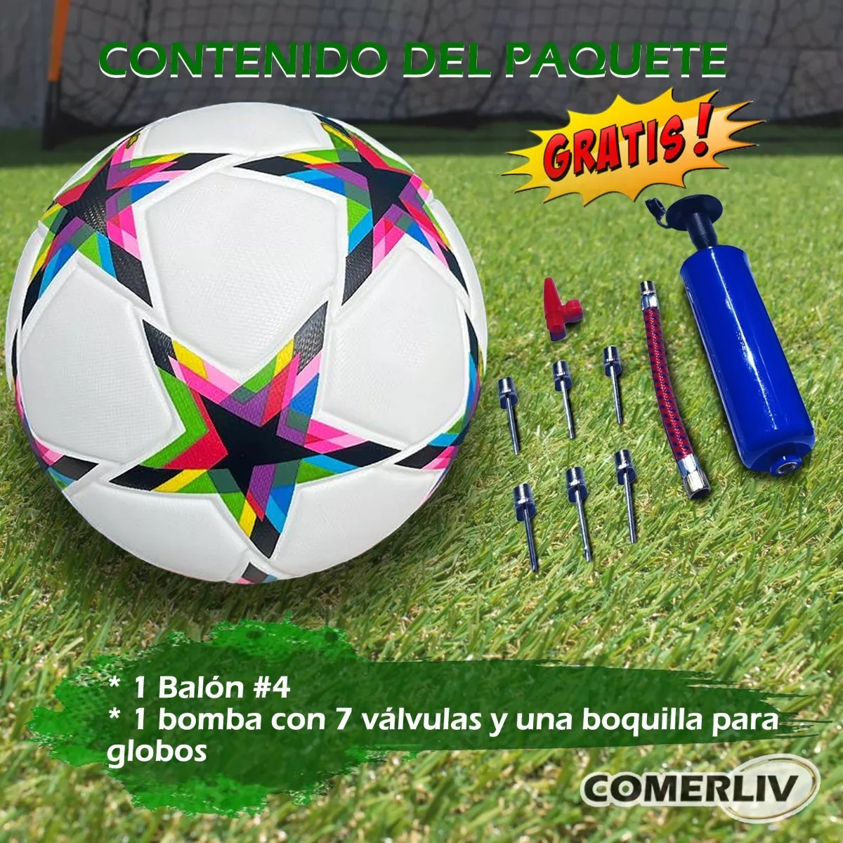 Balón Futbol Soccer No. 4 Champions Estrellas Hibrido Bomba