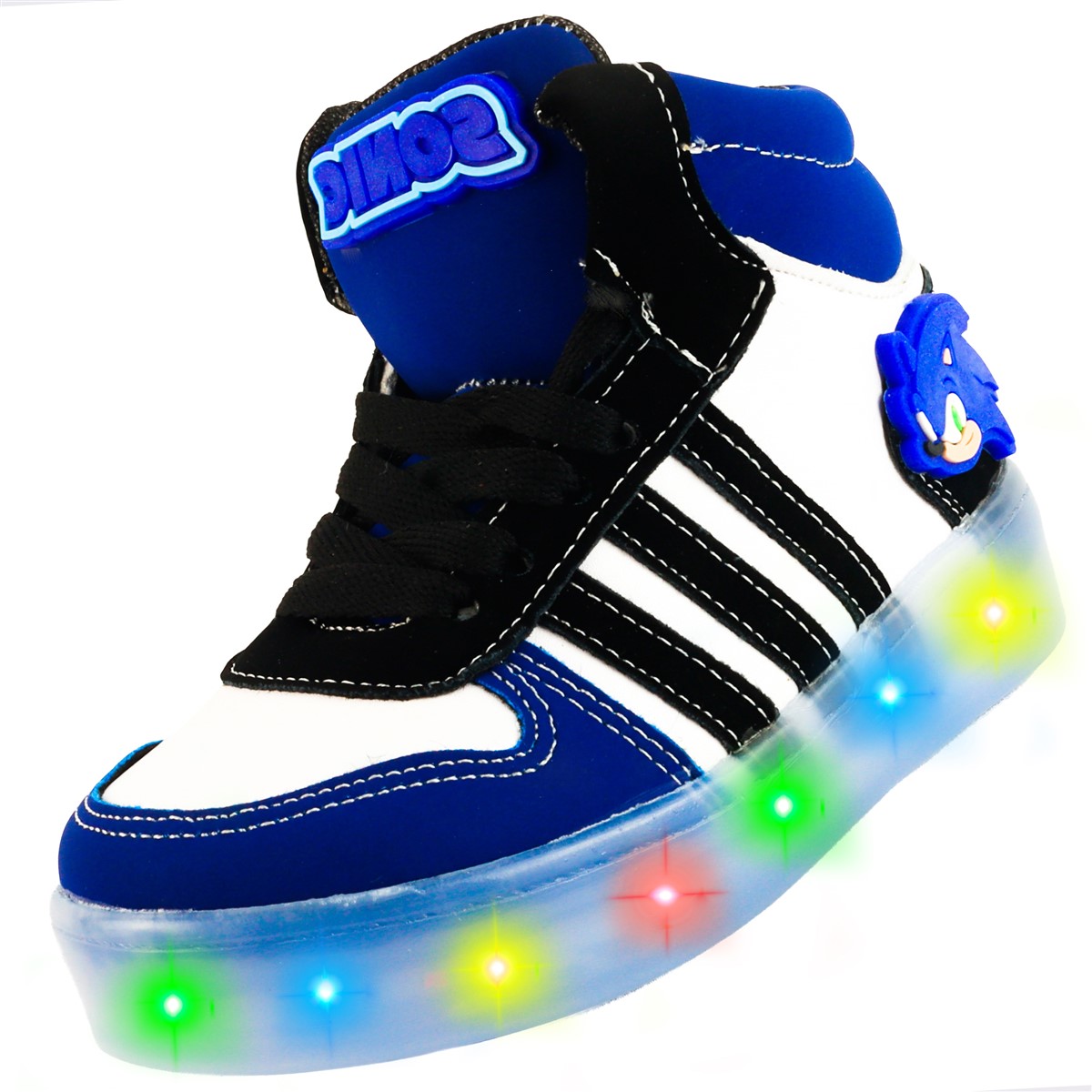 Tenis Niño Bota Sonic Luces Led Botin The Hedgehog Azul 185 (12.0 - 21.5).