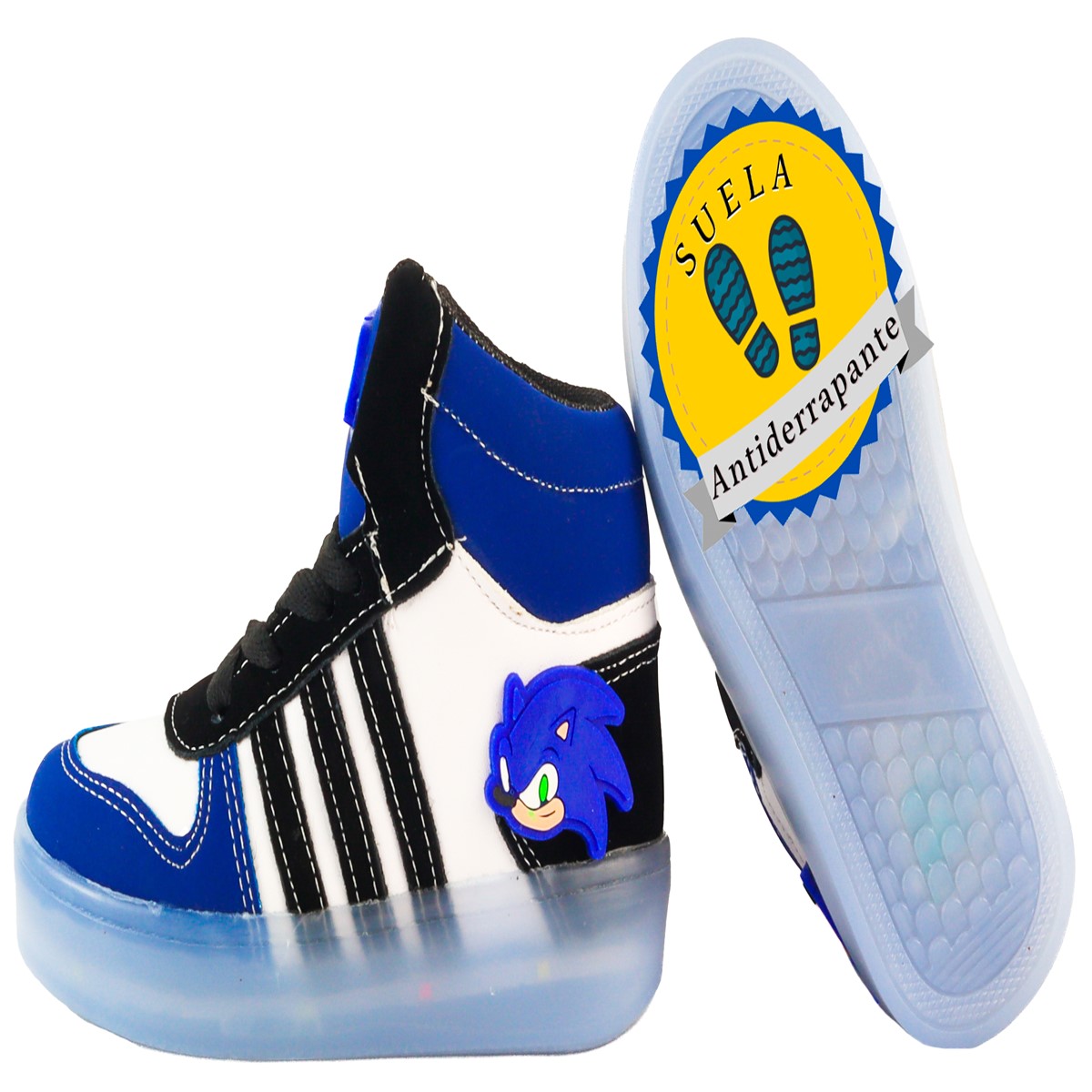 Tenis Niño Bota Sonic Luces Led Botin The Hedgehog Azul 185 (12.0 - 21.5).