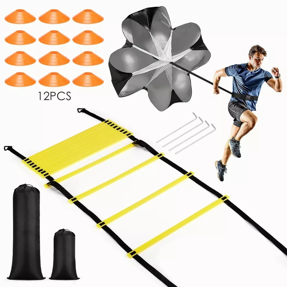 Juego De Escalera De Agilidad Para Entrenamiento 19 Piezas