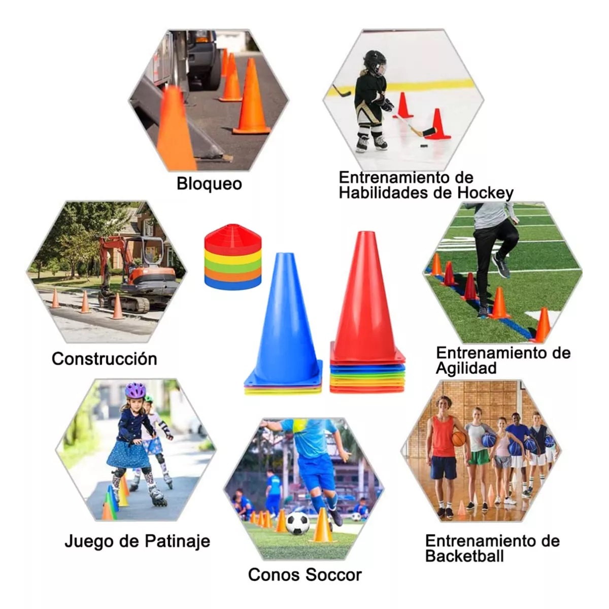 Kit Entrenamiento 20 Conos + 20 Platos + 12 Aros + 1escalera