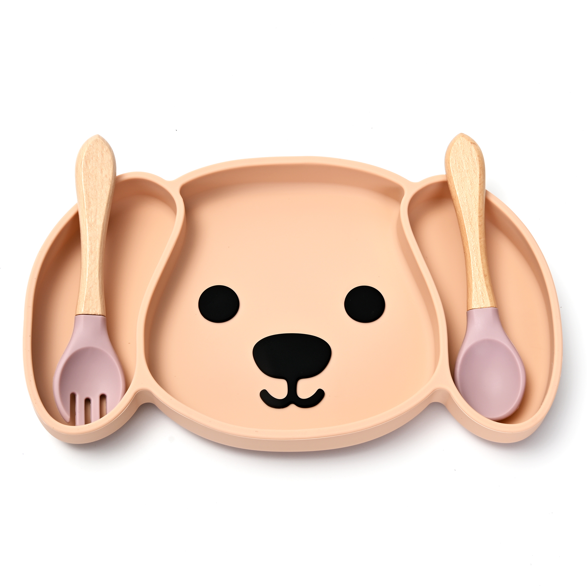 Plato para Bebé con Cubiertos, Plato en Silicona Libre de BPA para Niños, Vajilla para Bebé.