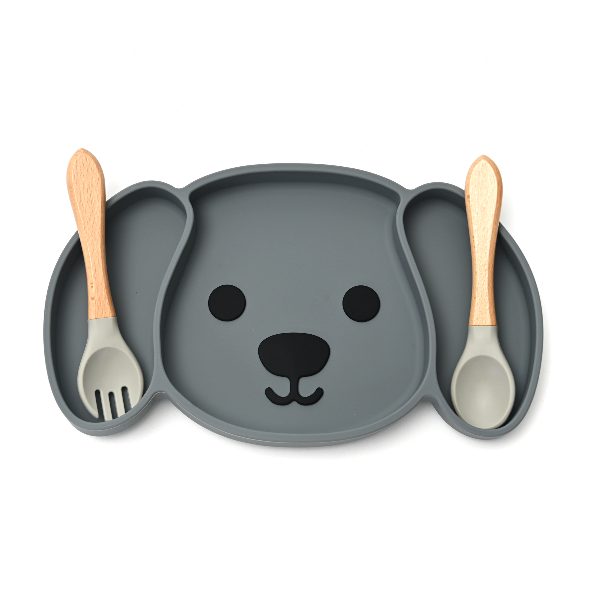 Plato para Bebé con Cubiertos, Plato en Silicona Libre de BPA para Niños, Vajilla para Bebé.