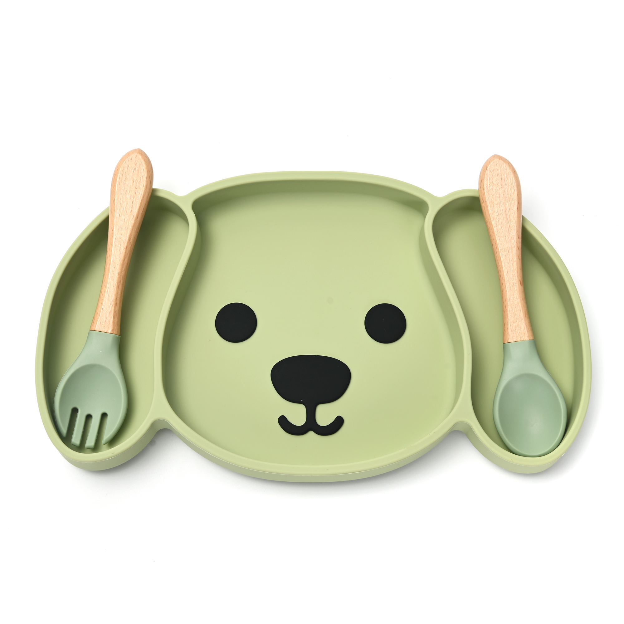 Plato para Bebé con Cubiertos, Plato en Silicona Libre de BPA para Niños, Vajilla para Bebé.