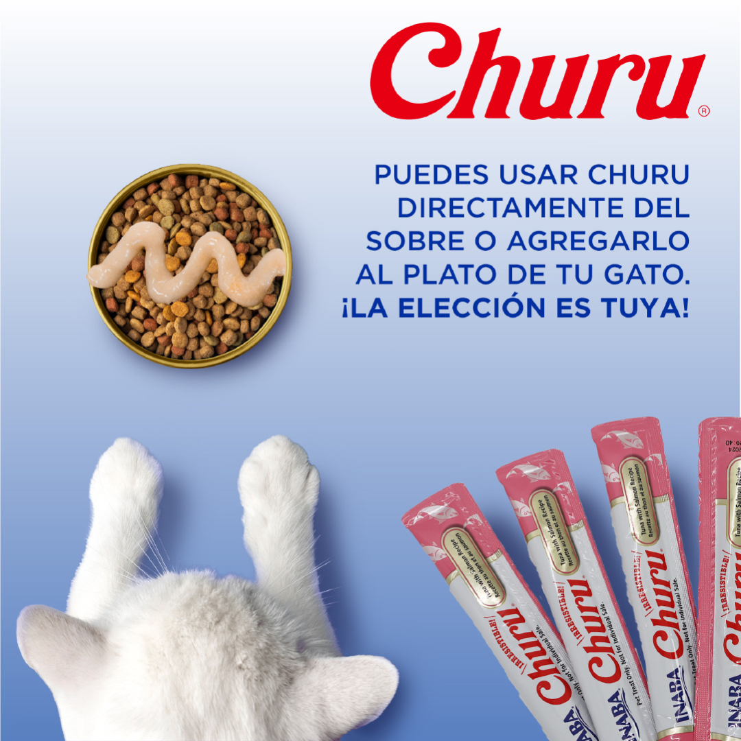 Inaba Churu Premios para Gato Sabor Atún, 6 Paquetes de 4 tubos
