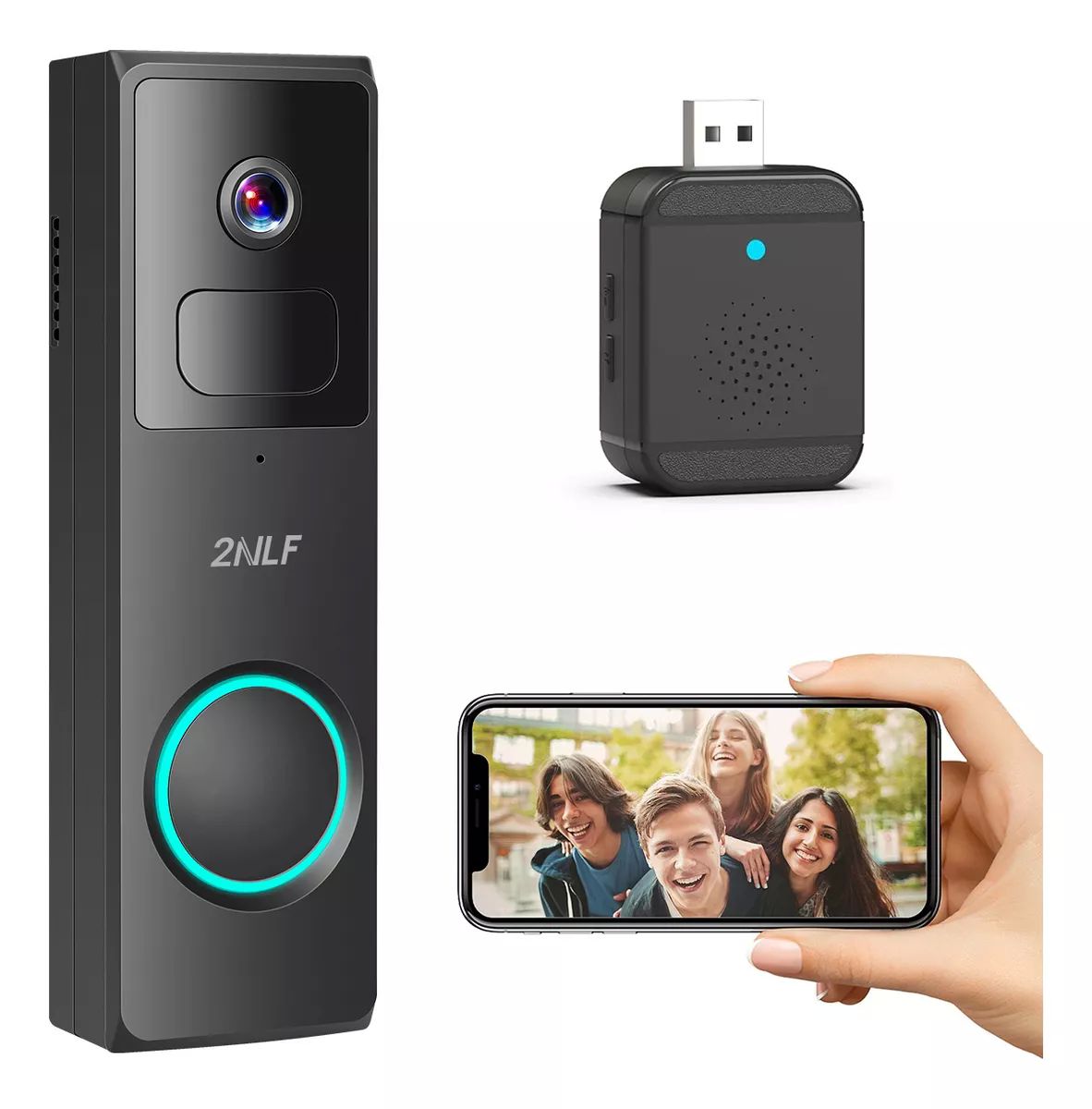 2nlf® Timbre Inalámbrico Inteligente Cámara Wifi Interfono