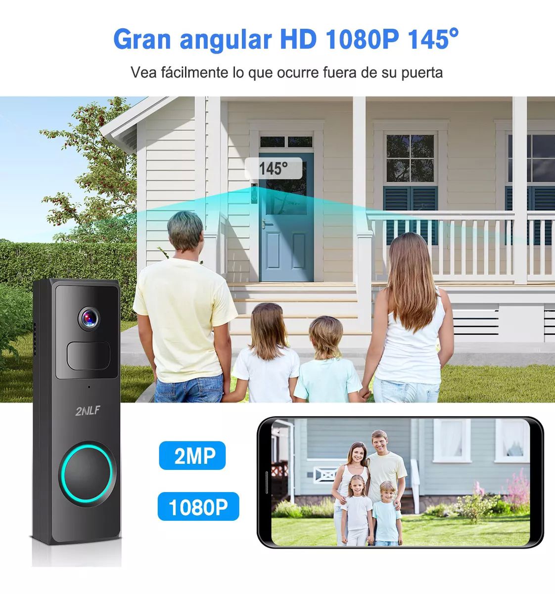 2nlf® Timbre Inalámbrico Inteligente Cámara Wifi Interfono