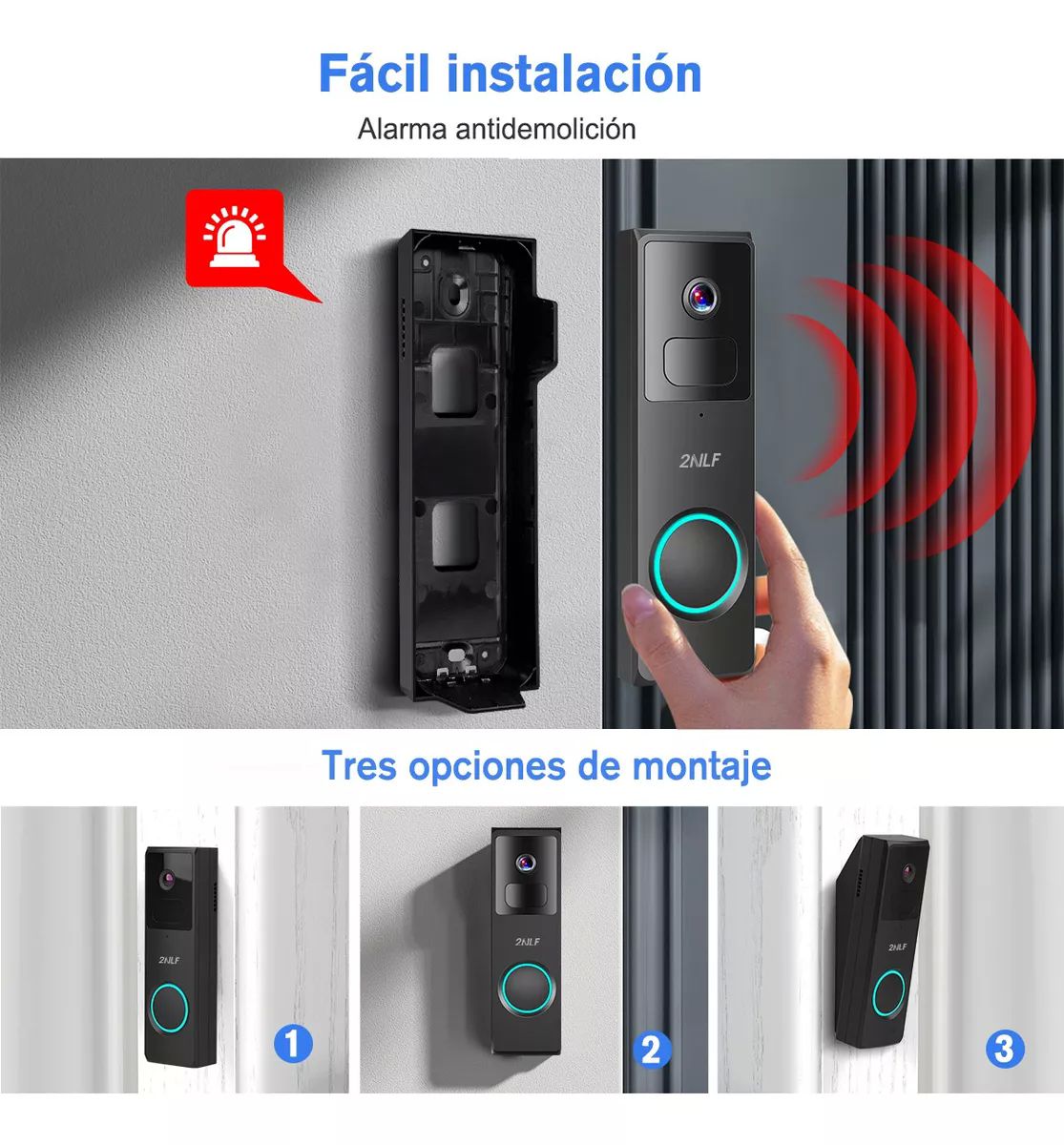 2nlf® Timbre Inalámbrico Inteligente Cámara Wifi Interfono