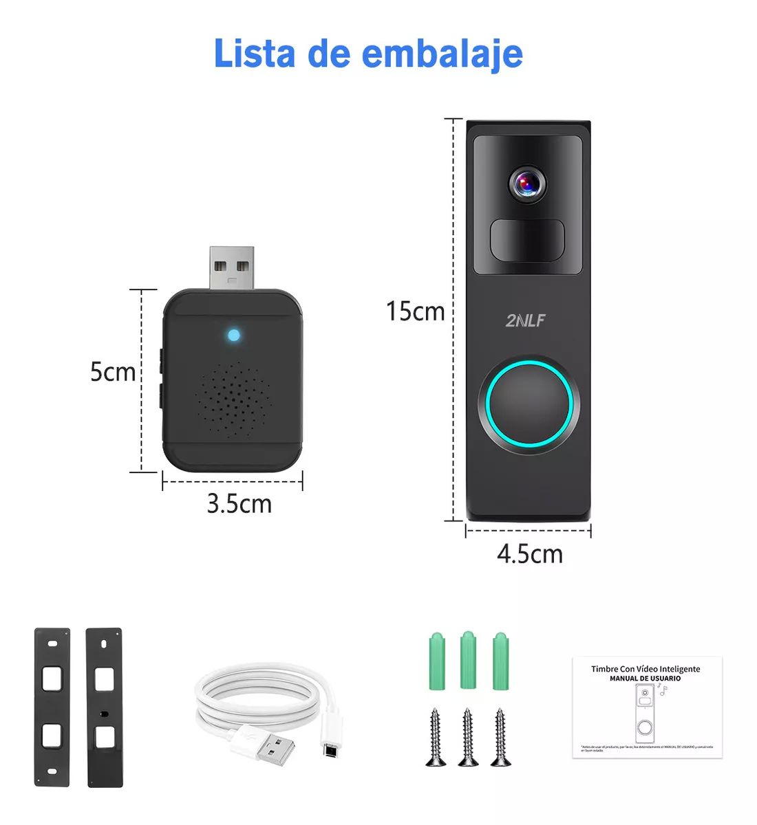 2nlf® Timbre Inalámbrico Inteligente Cámara Wifi Interfono