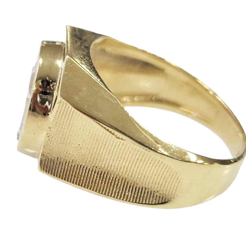Anillo de Caballero de oro 10K Liso con piedra Central