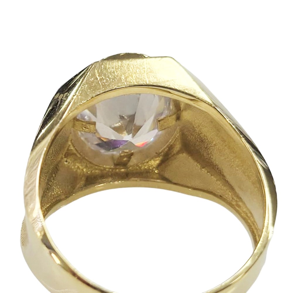 Anillo de Caballero de oro 10K Liso con piedra Central
