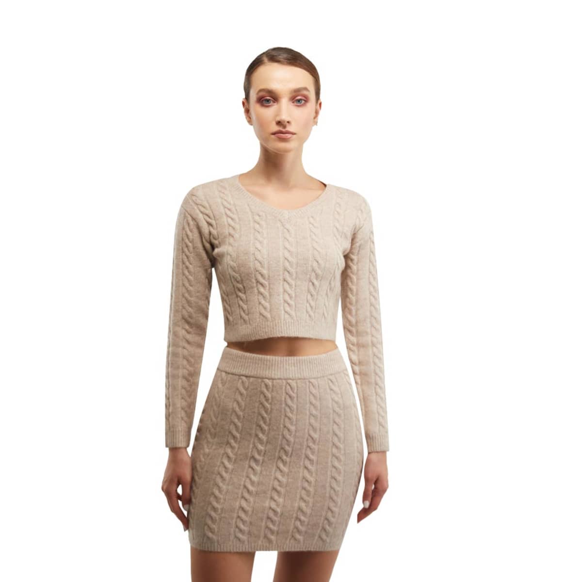 Conjunto tejido Sao Paulo de 2 piezas para mujer, color café, mod. 1102515