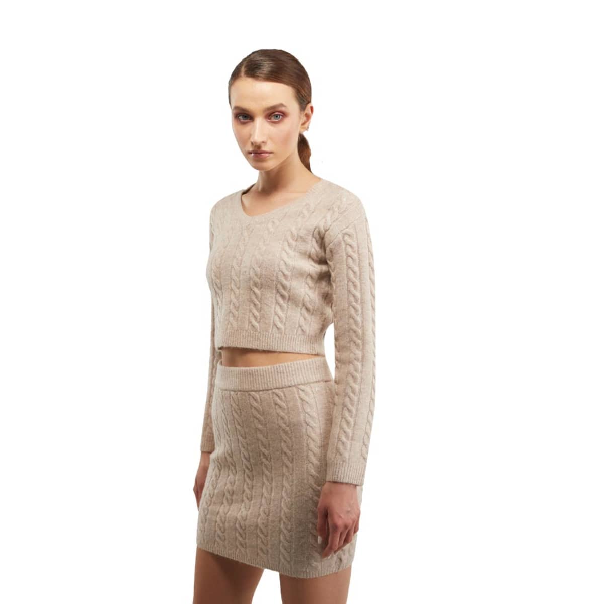 Conjunto tejido Sao Paulo de 2 piezas para mujer, color café, mod. 1102515