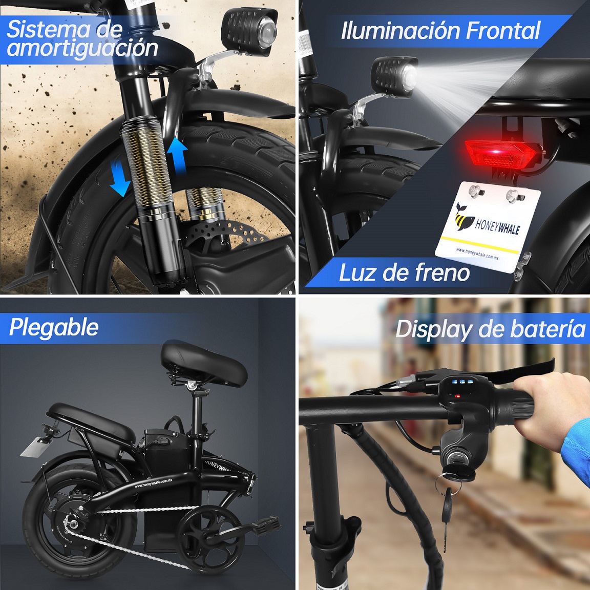 Bicicleta Eléctrica Plegable Honey Whale S6-S Blanco