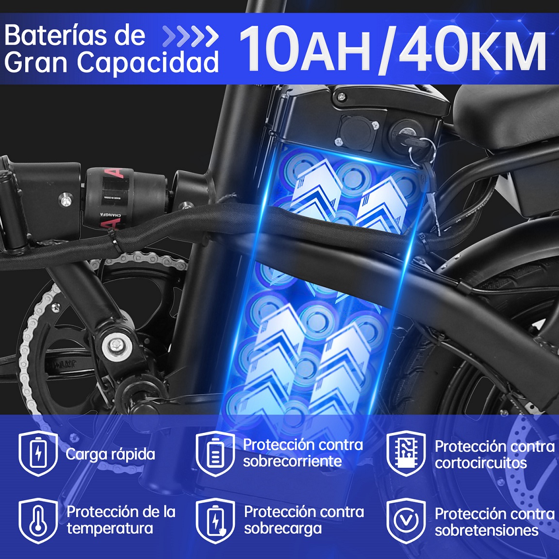 Bicicleta Eléctrica Plegable Honey Whale S6-S Negro