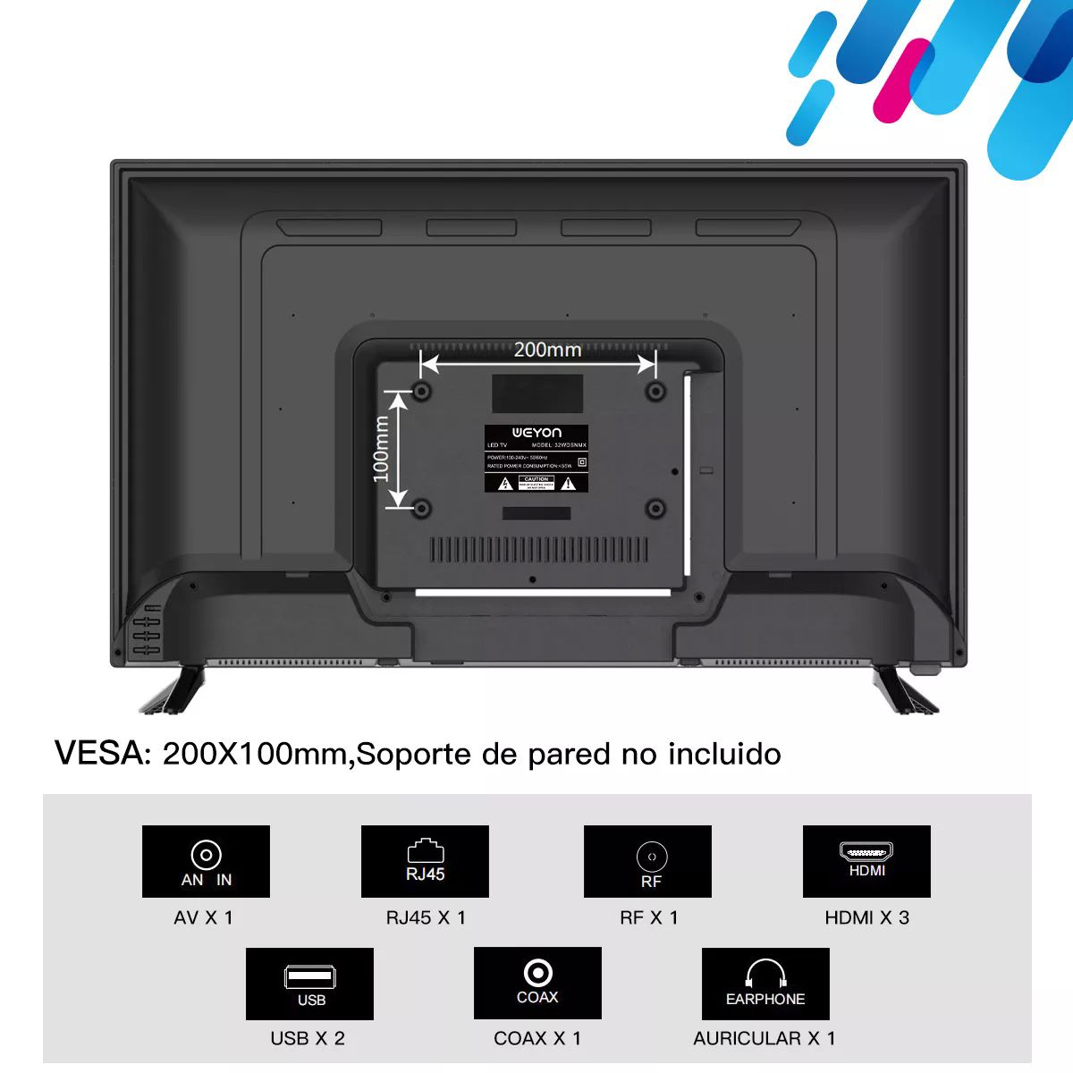 Smart TV Pantalla 32 Pulgadas Weyon Android TV LED HD 32WDSNMX 110V/240V