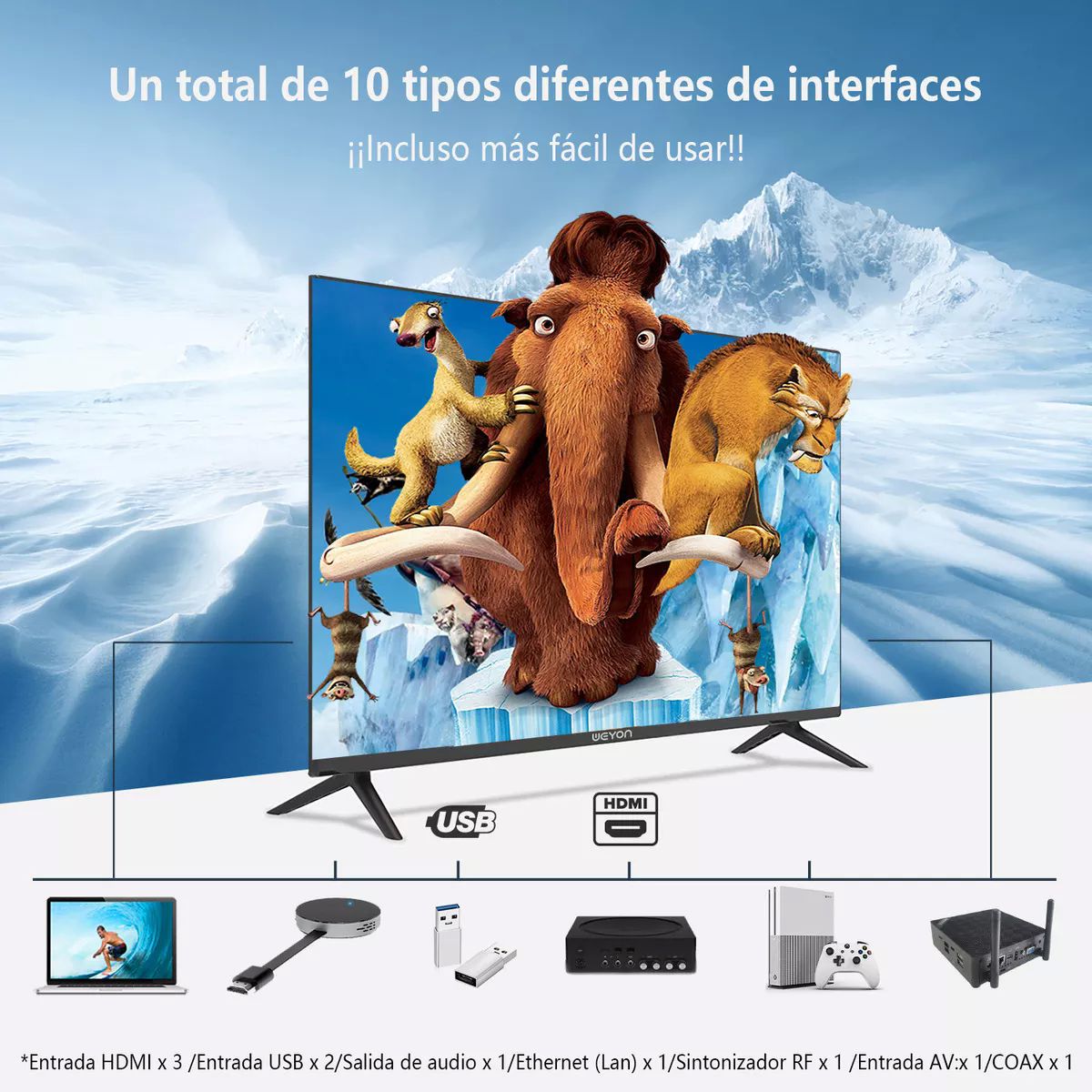Smart TV Pantalla 32 Pulgadas Weyon Android TV LED HD 32WDSNMX 110V/240V