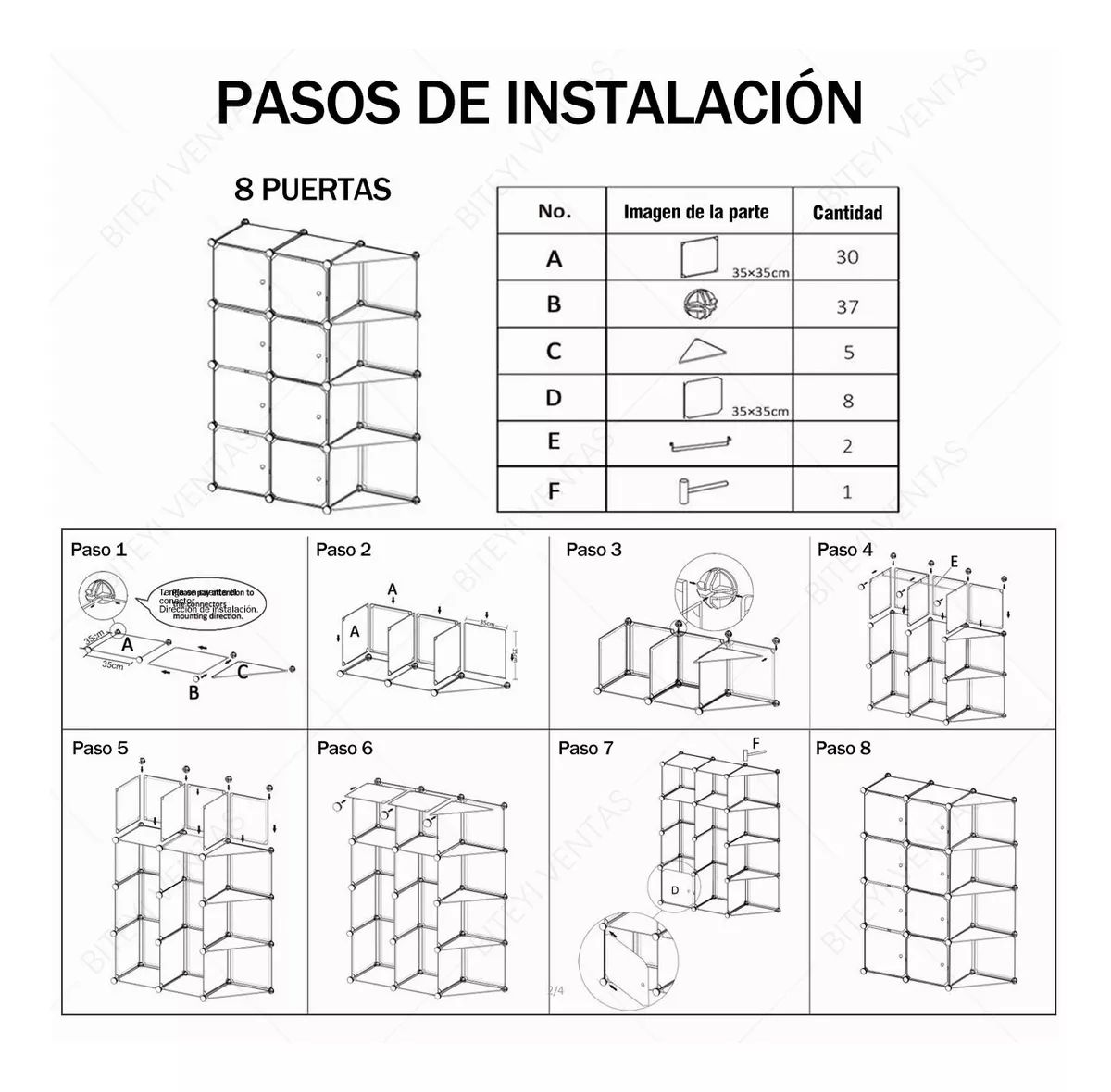 Armario De Plástico Portátil Con Montaje Sencillo 12 Puertas