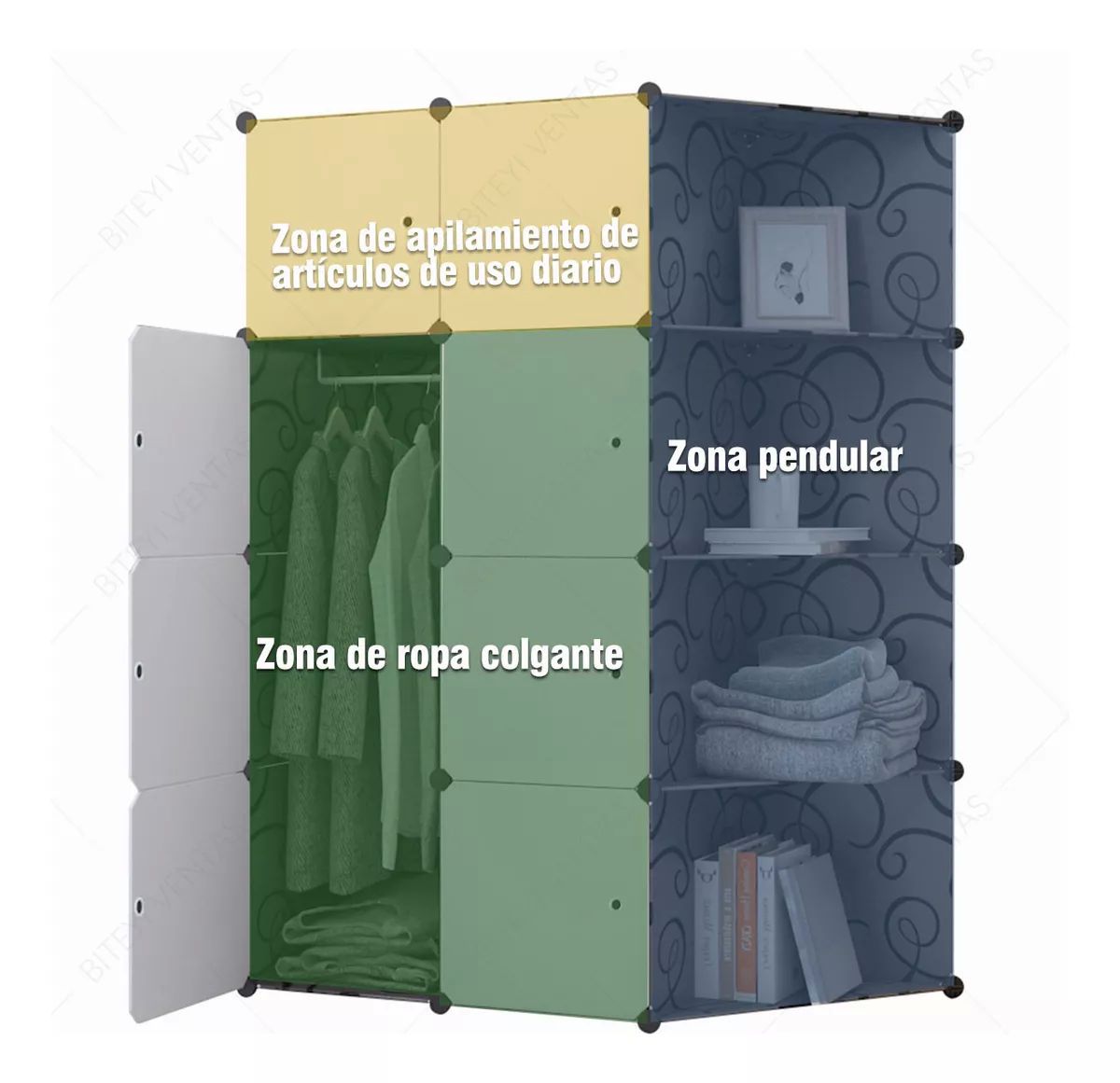Armario De Plástico Portátil Con Montaje Sencillo 12 Puertas