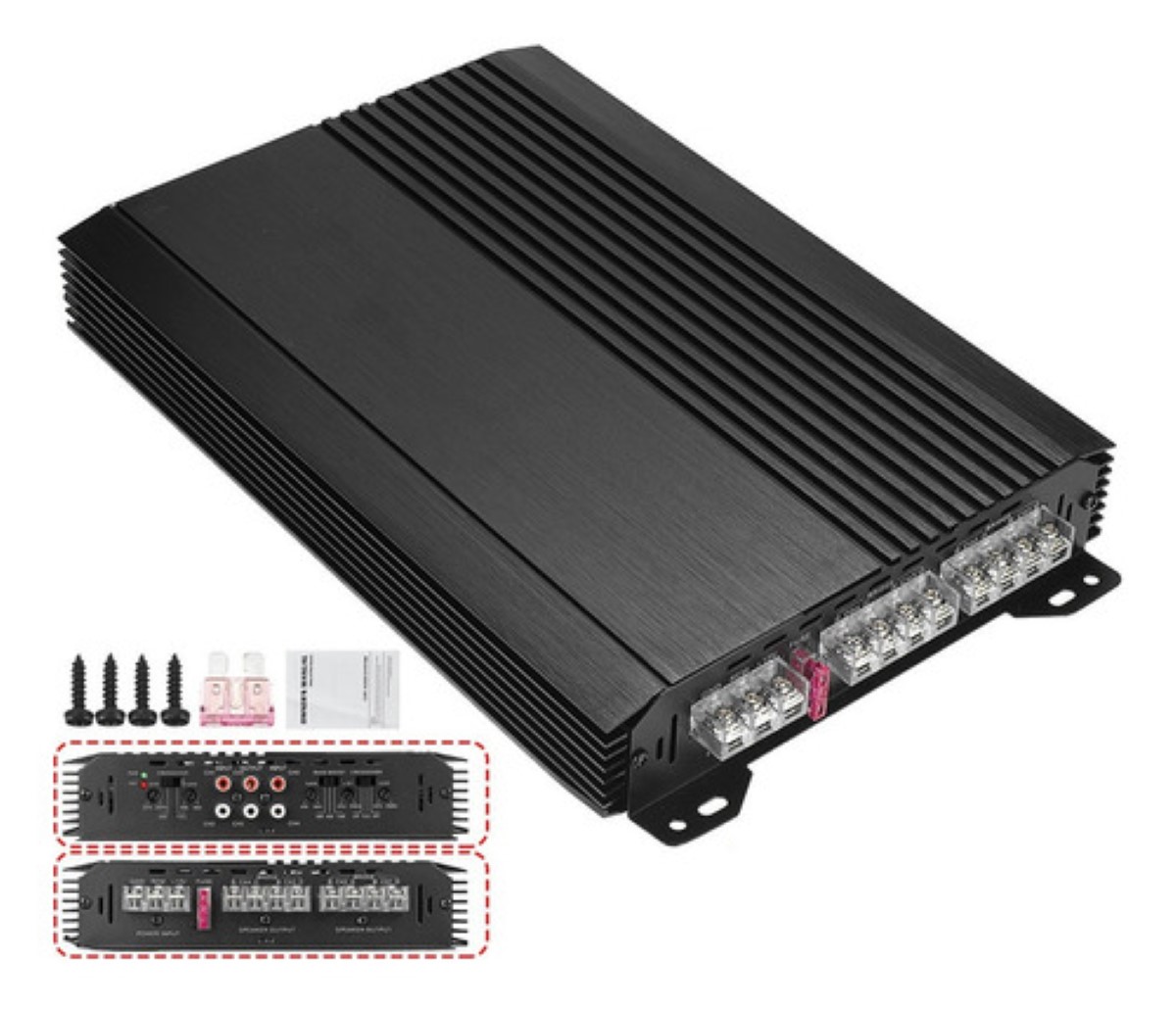 Amplificador De Audio Para Auto, 4 Canales 12.0v Negro .