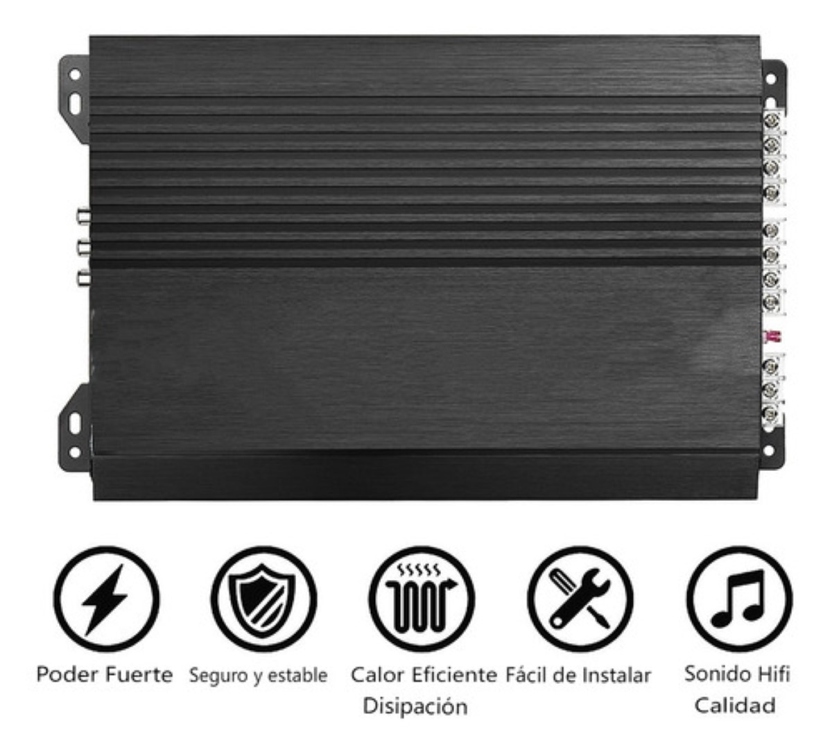 Amplificador De Audio Para Auto, 4 Canales 12.0v Negro .