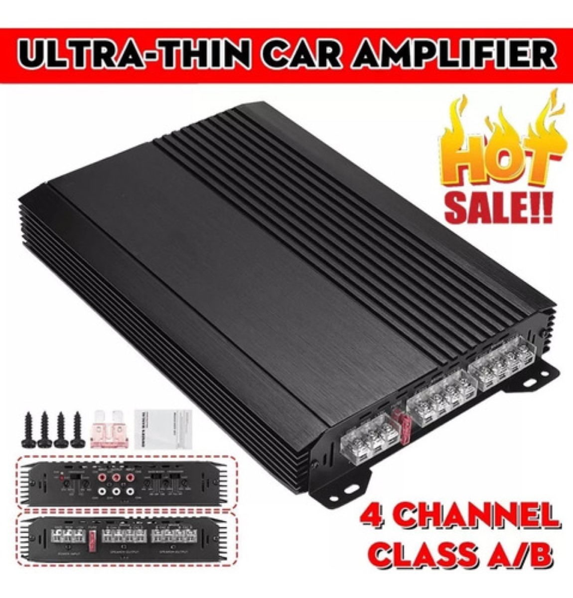 Amplificador De Audio Para Auto, 4 Canales 12.0v Negro 