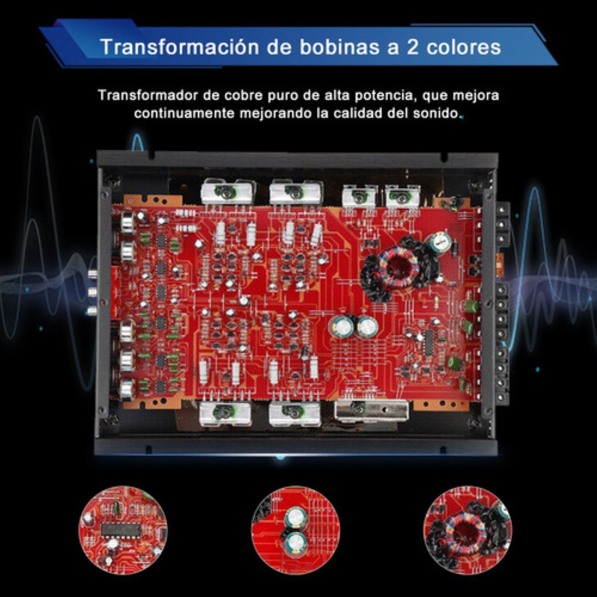 Amplificador De Audio Para Auto 4 Canales Sunbuck 7900w Negro 