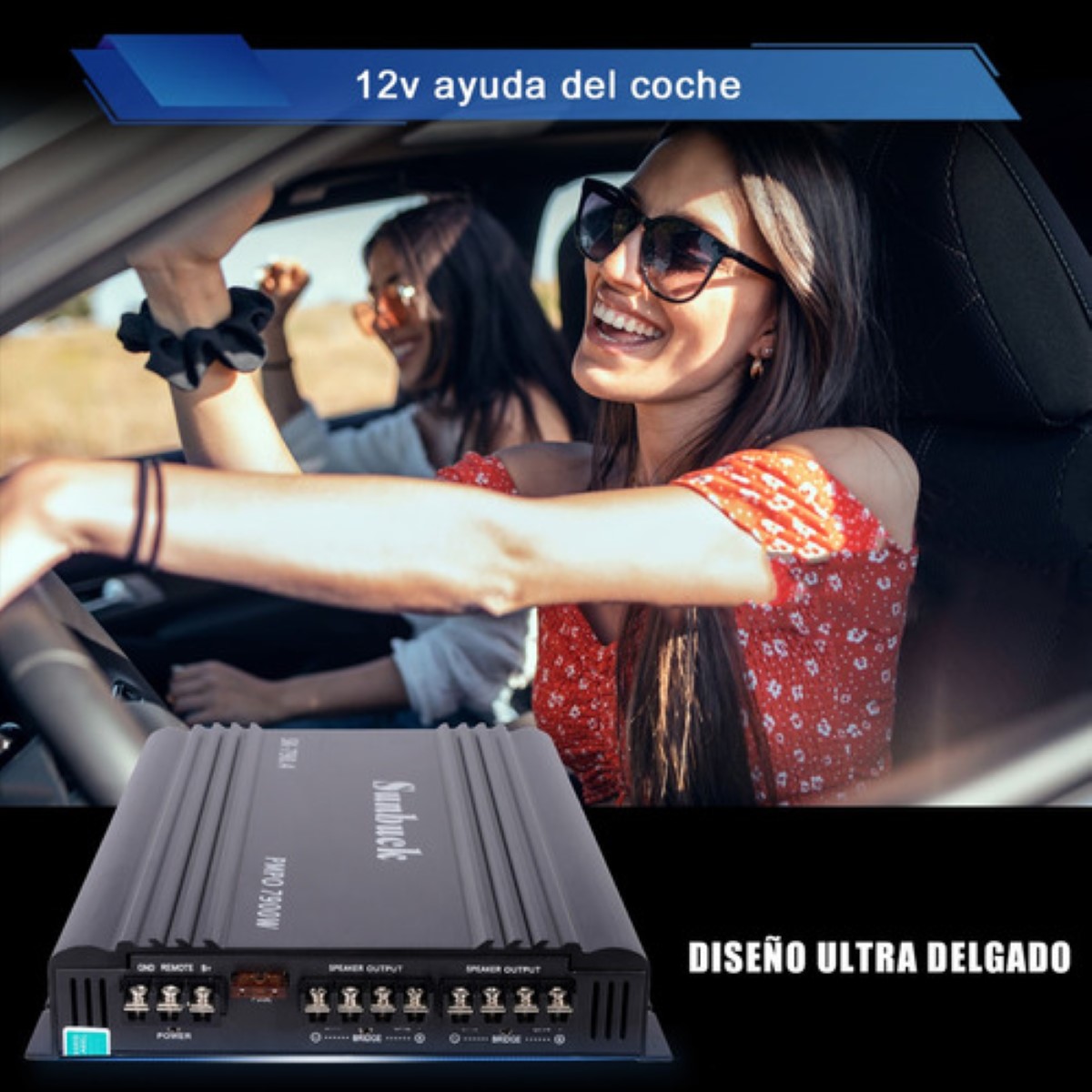 Amplificador De Audio Para Auto 4 Canales Sunbuck 7900w Negro 