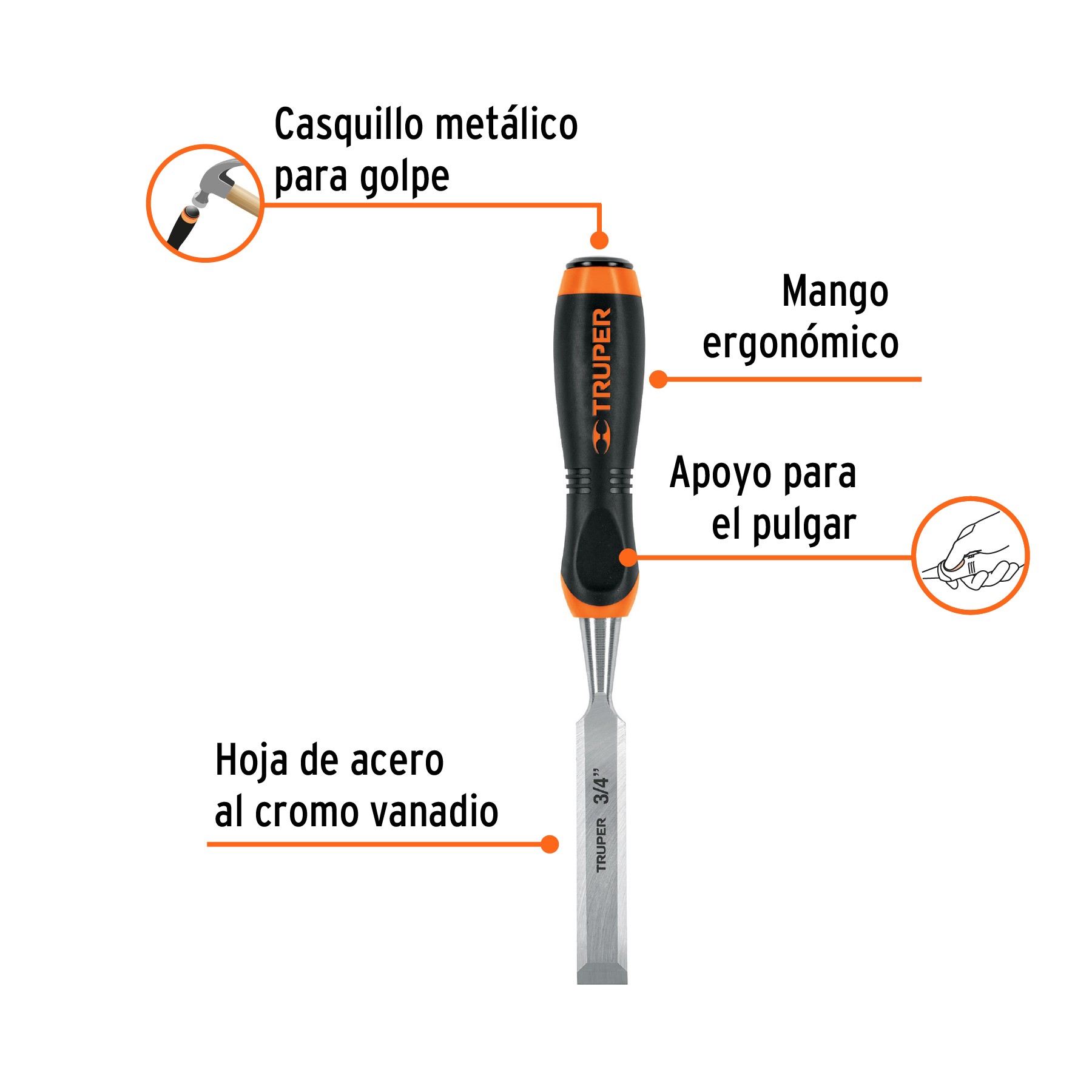 FORMÓN 3/4" MANGO COMFORT GRIP, TRUPER 14627