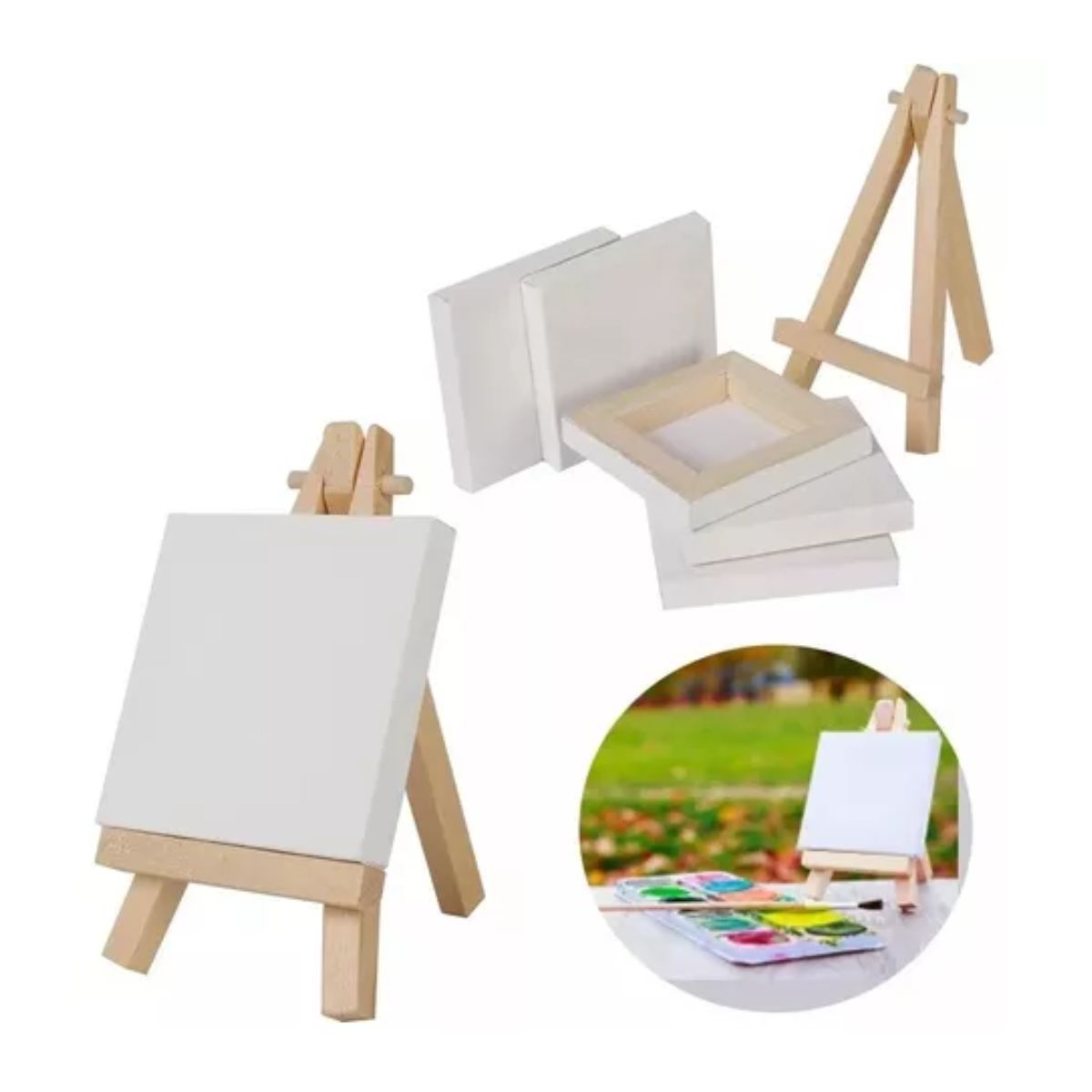 Juego De Mini Lienzos Minicaballete Con Bastidor De Lienzo, 12 PZS