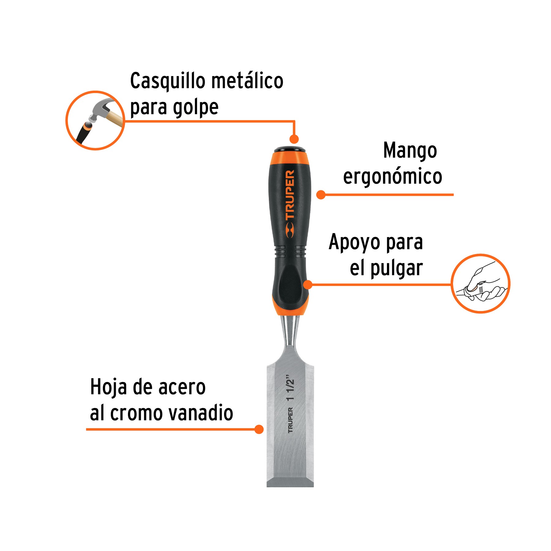 FORMÓN 1-1/2" MANGO COMFORT GRIP, TRUPER 14639