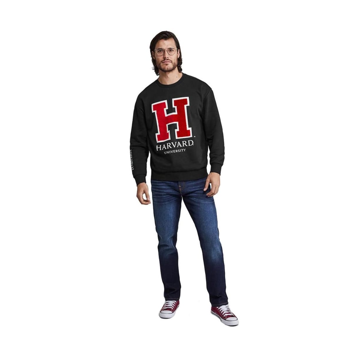 Sudadera estampada de Harvard para hombre, color negro, mod. 1099421