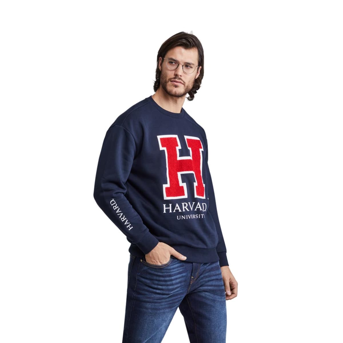 Sudadera estampada de Harvard para hombre, color negro, mod. 1099421